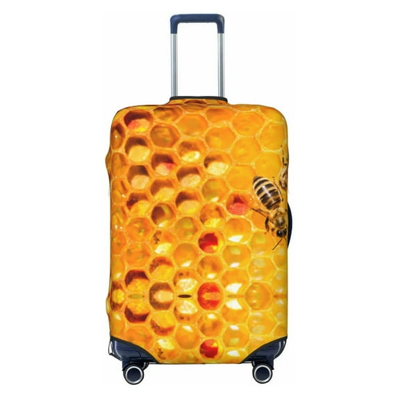 Naloa Bees on Hive Honeycomb Elastic Suitcase Protector, Travel Suitcase Protector Cover Fits 18-32in Suitcase - X-Large