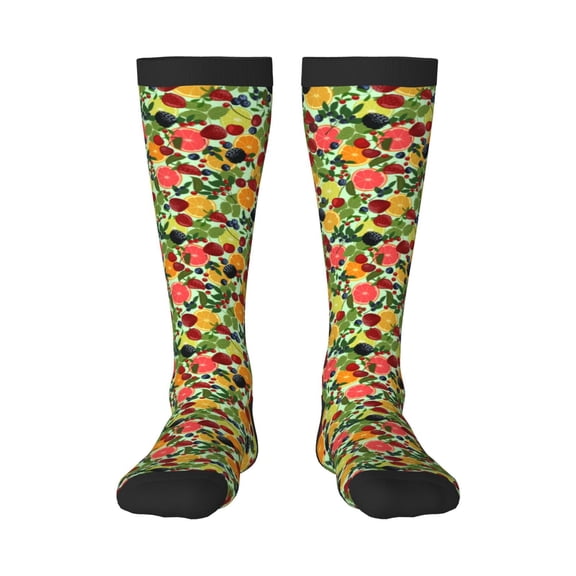 Naloa Berries And Citrus Knee Socks, High Socks Long Stretchy Sock Women Knee High Stocking, Long Socks for Women
