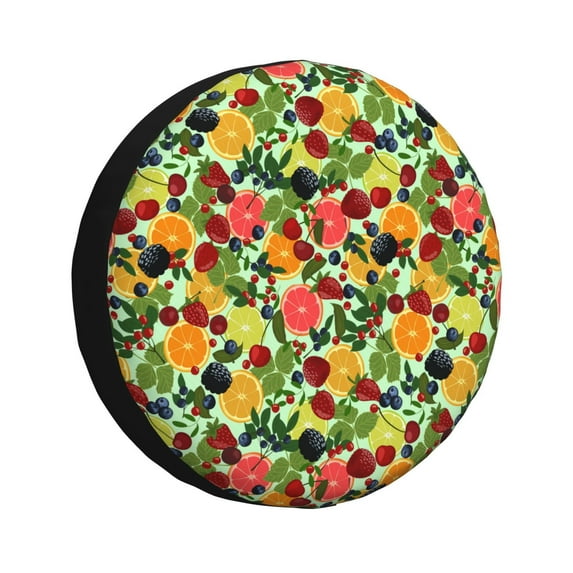 Naloa Berries And Citrus PVC Leather Spare Tire Wheel Cover Spare Tire Cover, for Car Truck SUV Camper Trailer Universal Fit(14-17in)-17 inch