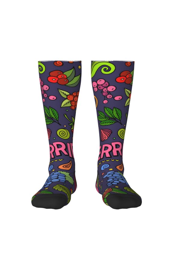 Berry Fruits Knee Socks, High Socks Long Stretchy Sock Women Knee High Stocking, Long Socks for Women