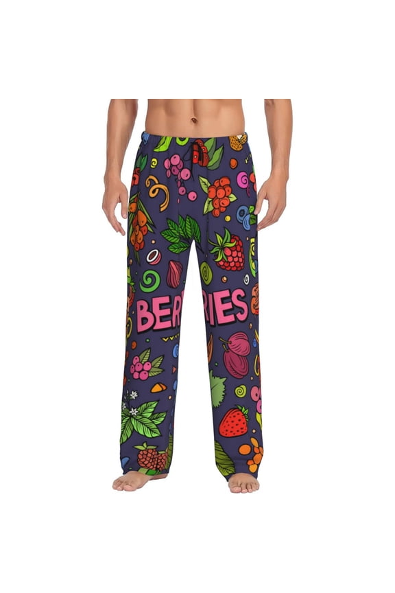 Berry Fruits Pajama Pants Men, PJ Bottoms, Sleep & Lounge Pants-XX-Large