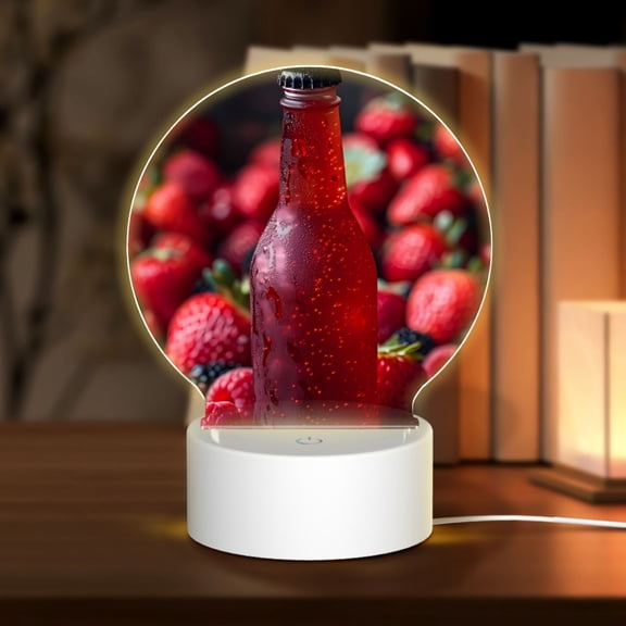 Naloa Berry Infused Refreshment Acrylic LED Night Light Custom LED Lights Personalized Nightlight Customized Gifts for Family Couples Friends
