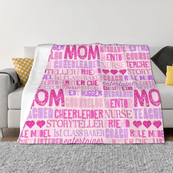 Naloa Best Mom ever Flannel Blankets - Thick and Warm Blanket for Winter, Soft Fuzzy Plush King Blanket for All Seasons40"x30"
