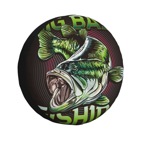 Naloa Big Bass Fish Tire Cover Wheel Protectors Tyre Covers Weatherproof Wheel Covers Universal Fit for Trailer Rv SUV Truck Camper Travel Trailers-14 inch