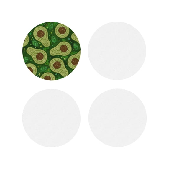 Naloa Big Colorful Avocados Leather Coasters for Drinks, Durable Drink Coasters 4 Set for Tabletop Protection, Luxurious Home Décor and Housewarming Gift ( {designName})Round Shape