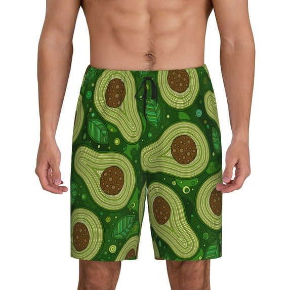 Naloa Big Colorful Avocados Men's Short Pajama Pants, Lounge Comfort Shorts with Elasticized Waistband and Side Pockets - 4X-Large