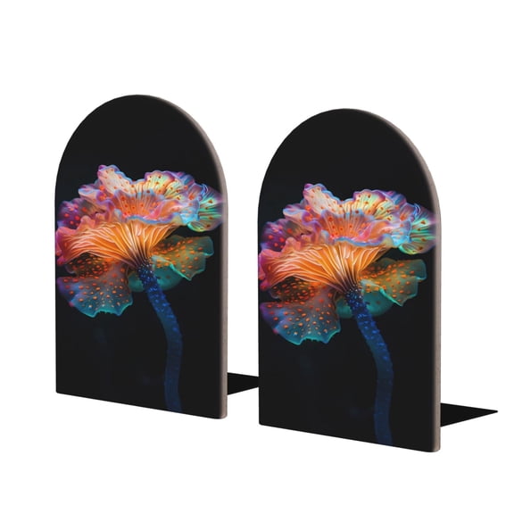 Naloa Bioluminescent Underwater Flower 2 Pcs Bookend Large Capacity Office Book Ends for Home Office Library School Study Decoration