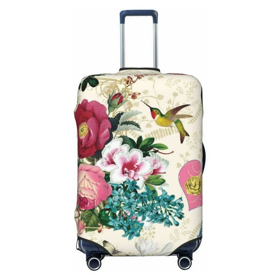 Naloa Bird Butterfly Rose Elastic Suitcase Protector, Travel Suitcase Protector Cover Fits 18-32in Suitcase - X-Large