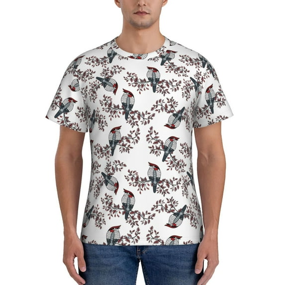 Naloa Bird Men's T-Shirt Sport T-shirt Men's Basic Tee Casual Men's Shirt, Round Neck, Short Sleeves - XX-Large