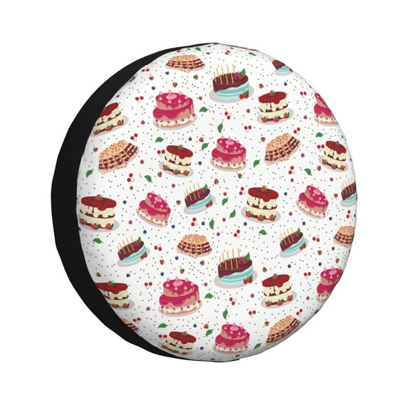 Naloa Birthday Cake PVC Leather Spare Tire Wheel Cover for Car Truck SUV Camper Trailer Universal Fit many size17 inch