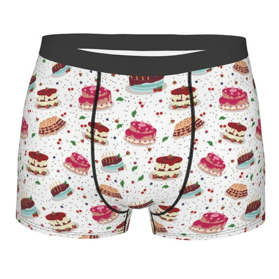 Naloa Birthday Cake Print Mens Underwear - Boxers for Men, Classic Briefs for Men