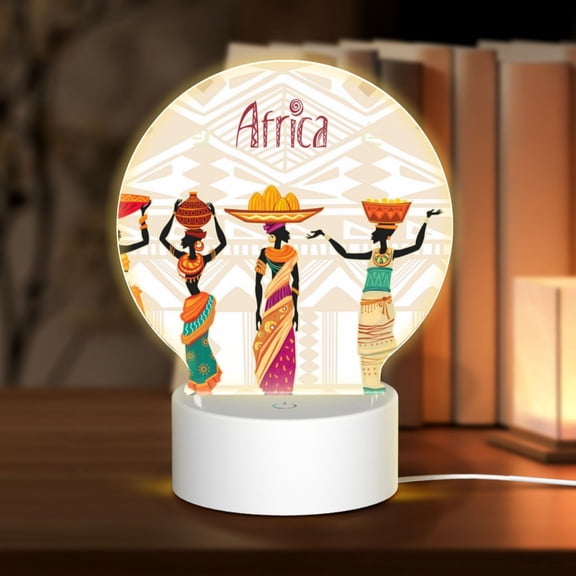 Naloa Black African Woman Acrylic LED Night Light Custom LED Lights Personalized Nightlight Customized Gifts for Family Couples Friends