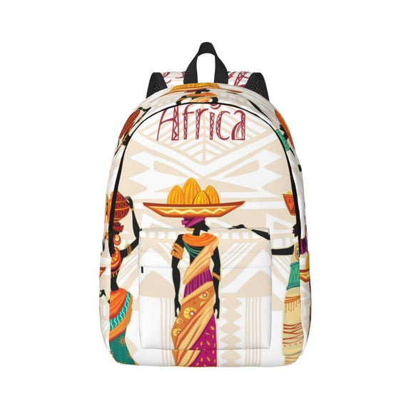 Naloa Black African Woman Canvas Backpack for Men Women Rucksack Casual Travel Daypack College Tote Satchel Bookbag for Teens-Small