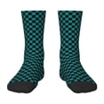 thumbnail image 1 of Naloa Black And Teal Checkerboard Kids Socks Unisex Kids and Toddlers' Crew Socks, ,1 Pairs, 1 of 5