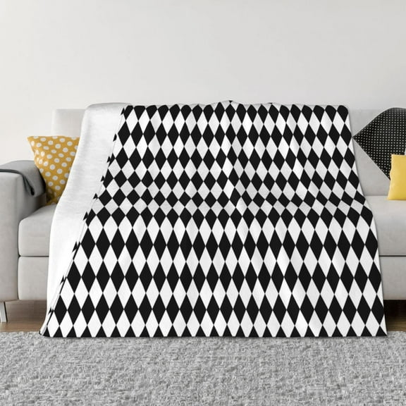 Naloa Black And White Diamonds Flannel Blankets - Thick and Warm Blanket for Winter, Soft Fuzzy Plush King Blanket for All Seasons
