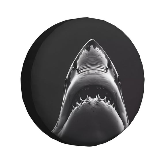 Naloa Black And White Shark PVC Leather Spare Tire Wheel Cover for Car Truck SUV Camper Trailer Universal Fit many size14 inch