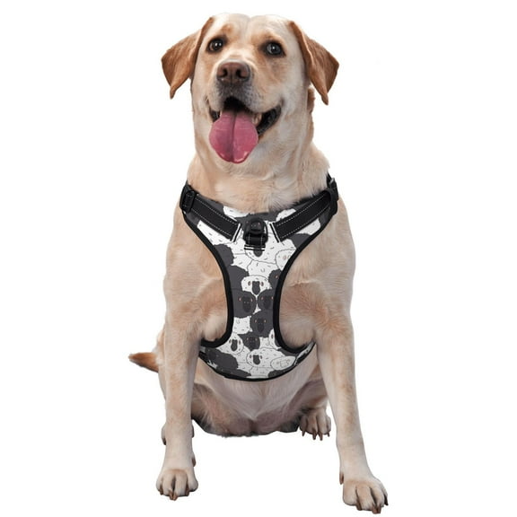 Naloa Black And White Sheeps Pet Harness Vest with Traction Rope, Adjustable No-Choke Dog Vest for Outdoor, Walking -