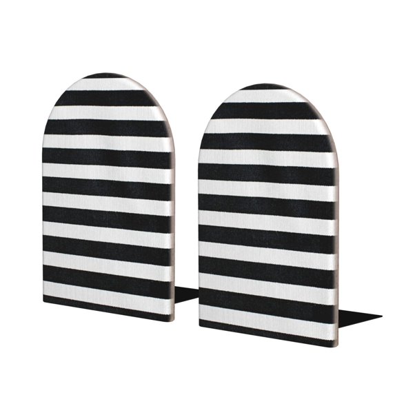 Naloa Black And White Stripes 2 Pcs Bookend Large Capacity Office Book Ends for Home Office Library School Study Decoration