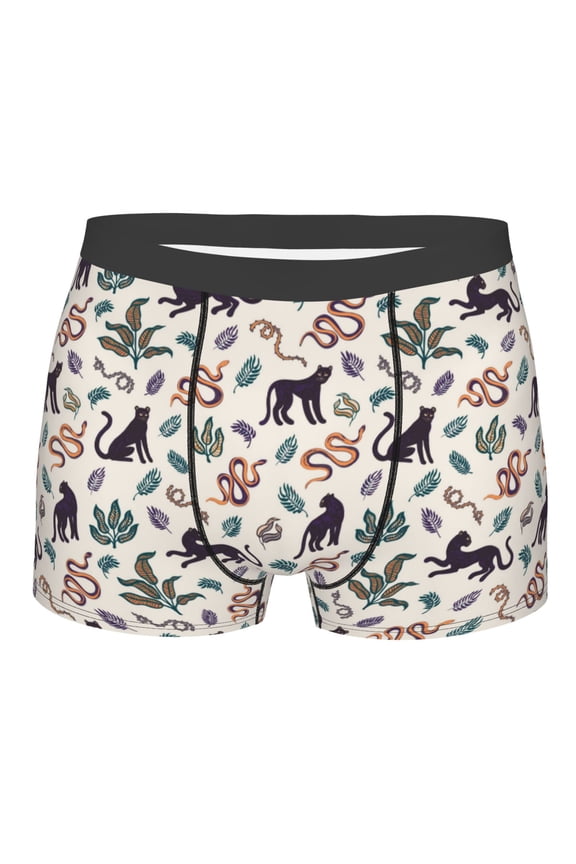 Black Cat And Snake Print Mens Underwear - Boxers for Men, Classic Briefs for Men