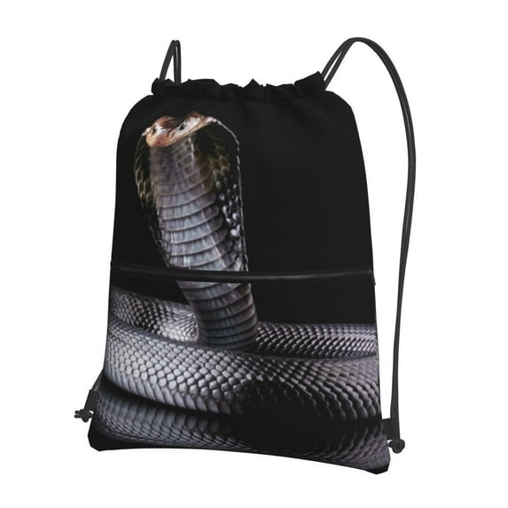 Naloa Black Cobra Snake Drawstring Backpack String Bag Cinch Water Resistant for Gym Shopping Sport Yoga