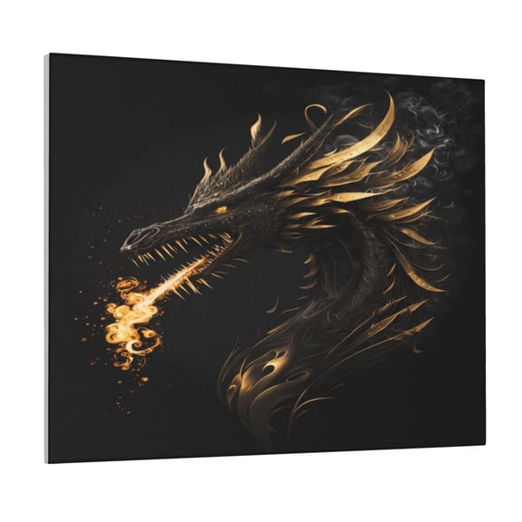 Naloa Black And Gold Fire Dragon Print Canvas Bathroom Wall Art,Bathroom Wall Art Decoration, Canvas Poster Prints,Decorative Paintings for Living Room, Bathroom, Kids Room