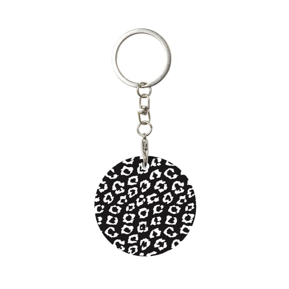 Naloa Black Leopard Print Round Keychain Keychain Key Ring, Key Tag, Key Chain Bulk for Gift Accessories (Round)