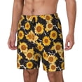 thumbnail image 1 of Naloa Black Marble Pattern Sunflower Print Men Swim Trunks with Compression Liner ,Board Shorts,Men's Swim Shorts with Drawstring and Elastic Waistband-Medium, 1 of 6