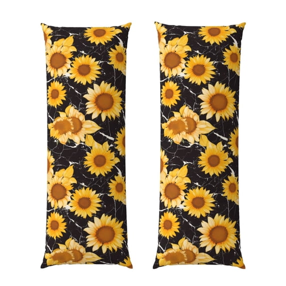 Naloa Black Marble Pattern Sunflower Super Soft 20x60 Body Pillow Case,Long Side Hidden Zipper(PILLOWS ARE NOT INCLUDED)