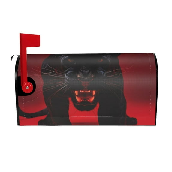 Naloa Black Panther Red Background Mailbox Covers Magnetic Post Box Cover Post Letter Box Cover Garden Decor-25.5x21 in