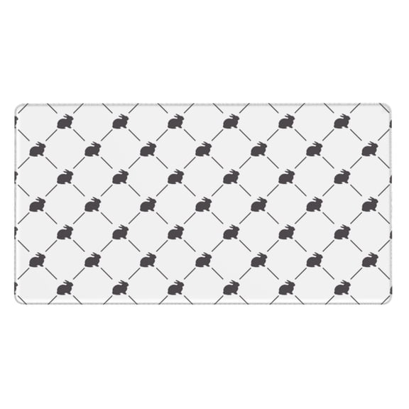 Naloa Black Rabbit Gaming Mouse Pad Large Mouse Mat Long Extended Desk Pad Non-Slip Rubber Mice Pads Stitched Edges Thin Pad (16x29.5 Inch)