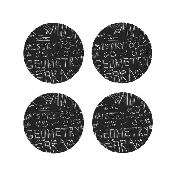 Naloa Black Scientific Leather Coasters for Drinks, Durable Drink Coasters 4 Set for Tabletop Protection, Luxurious Home Décor and Housewarming Gift ( {designName})Round Shape