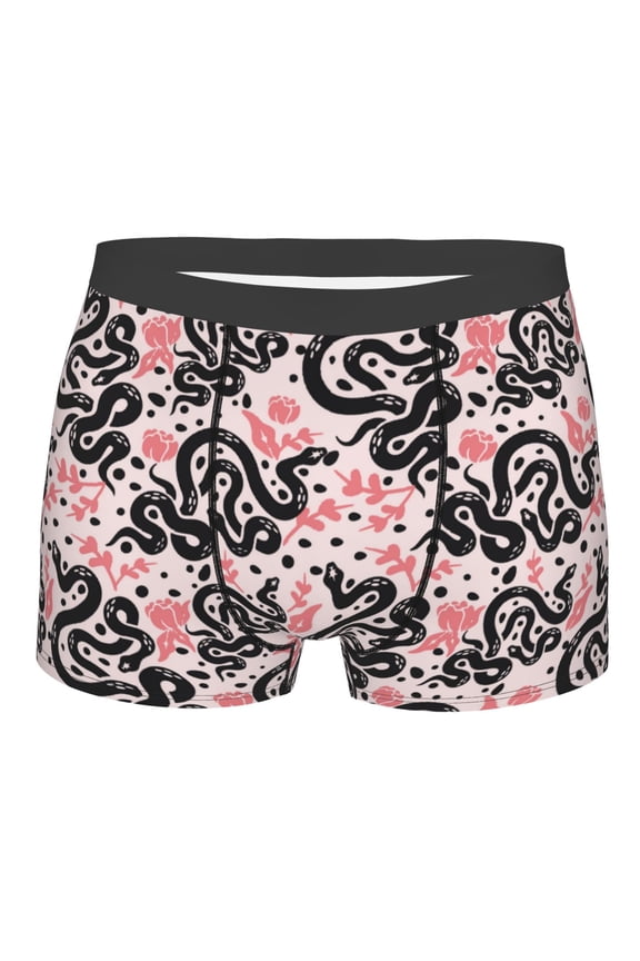 Black Snake Print Mens Underwear - Boxers for Men, Classic Briefs for Men