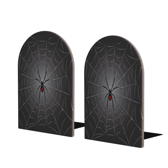Naloa Black Spider On Web 2 Pcs Bookend Large Capacity Office Book Ends for Home Office Library School Study Decoration