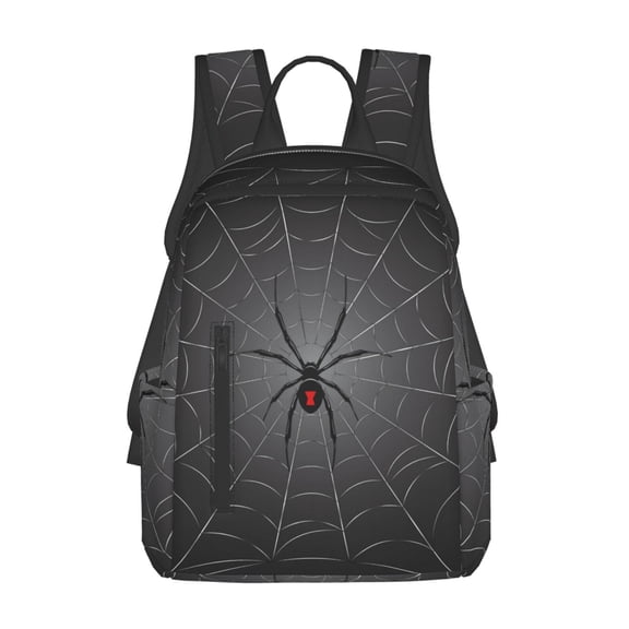 Naloa Black Spider On Web Print Lightweight DayBackpack Suitable for school, work, shopping, travel, etc.