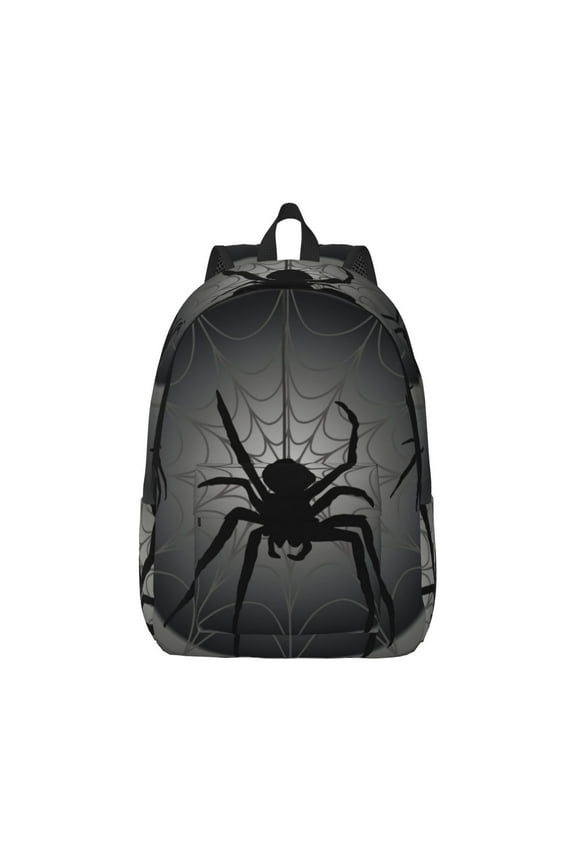 Black Spiders Canvas Backpack for Men Women Rucksack Casual Travel Daypack College Tote Satchel Bookbag for Teens-Medium