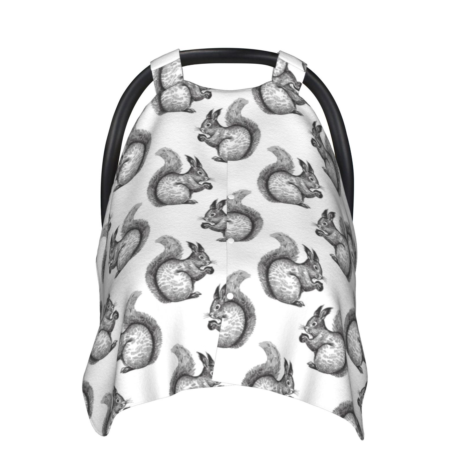 Naloa Black Squirrel Baby Car Seat Cover, Breathable Baby Carrier Cover, Multiuse Baby Carrier Cover & Nursing Breastfeeding Cover