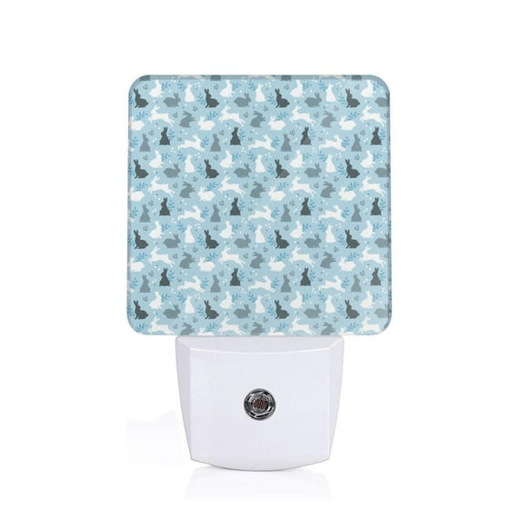 Naloa Black White Gray Rabbit Night Lights Plug into Wall, Dusk to Dawn Sensor Warm White Led Night Light 0.5W, Nightlight suit for Adults, Bedroom, Bathroom, Hallway, Kitchen