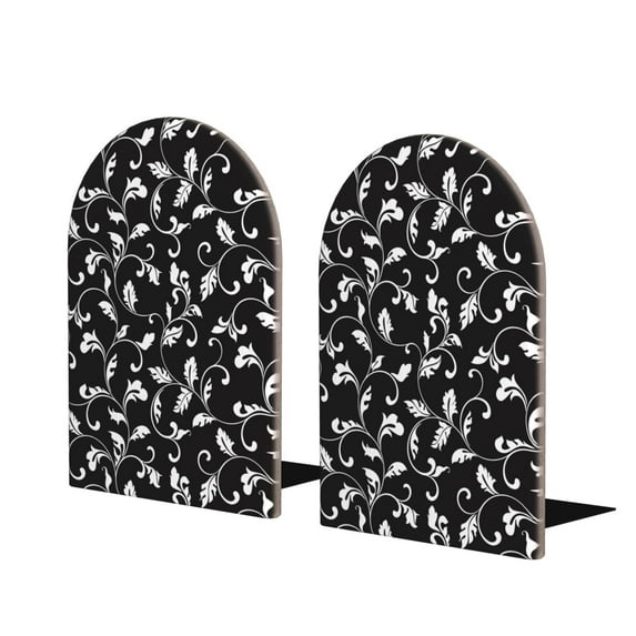 Naloa Black White Leaves 2 Pcs Bookend Large Capacity Office Book Ends for Home Office Library School Study Decoration