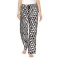 thumbnail image 1 of Naloa Black White Stripes Print Women’s Ultra-Soft Comfy Pajama Lounge Pants with Pockets & Drawstring, 1 of 8
