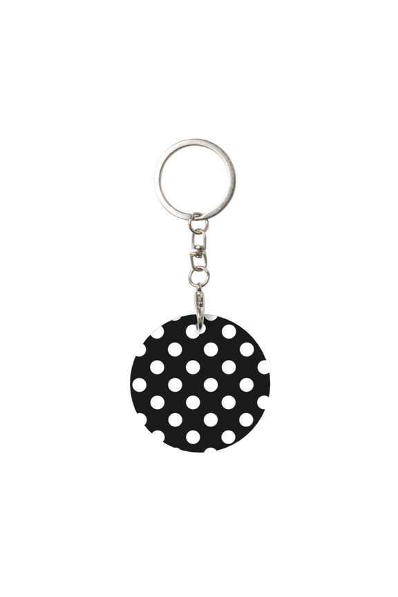Black and White Polka Dot Print Round Keychain Keychain Key Ring, Key Tag, Key Chain Bulk for Gift Accessories (Round)