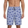 thumbnail image 1 of Naloa Blue And White Flowers Men's Short Pajama Pants, Pj Shorts, Lounge Comfort Shorts-4X-Large, 1 of 6