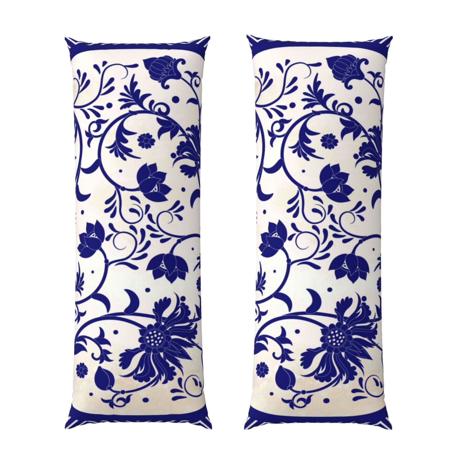 Naloa Blue And White Porcelain Pattern Super Soft 20x60 Body Pillow Case,Long Side Hidden Zipper（PILLOWS ARE NOT INCLUDED）