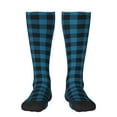 thumbnail image 1 of Naloa Blue Black Plaid Thigh High Socks Extra Long Stretchy Sock Women Over Knee High Opaque Stocking Daily Wear, 1 of 6