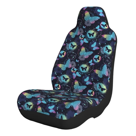 Naloa Blue Butterfly Car Seat Covers 2PCs Front Car Seat Covers Universal fit for Most Cars SUVs and Trucks - 2 PCS