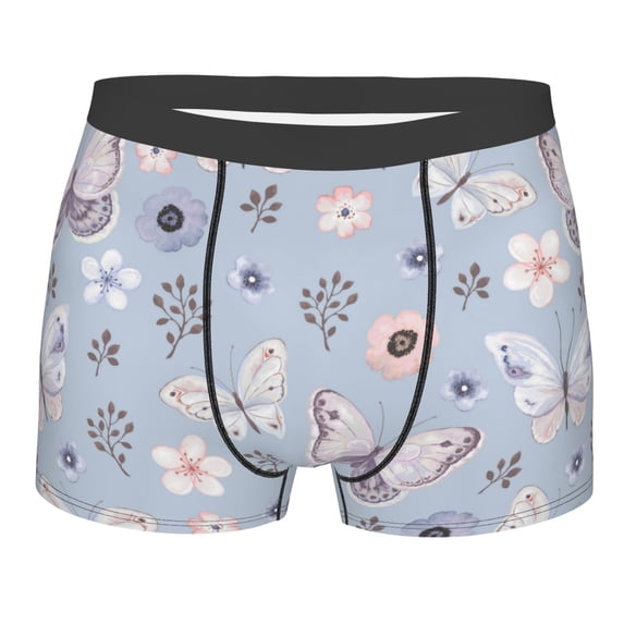 Naloa Blue Butterfly Print Mens Underwear - Boxers for Men, Classic Briefs for Men