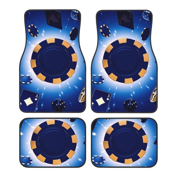 Naloa Blue Casino Car Foot Mat Set of 4 Pieces - Universal Floor Liner Neoprene Full Set Floor Mats for Cars Trucks SUV