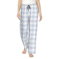 thumbnail image 1 of Naloa Blue Checkboard Print Women’s Ultra-Soft Comfy Pajama Lounge Pants with Pockets & Drawstring, 1 of 8