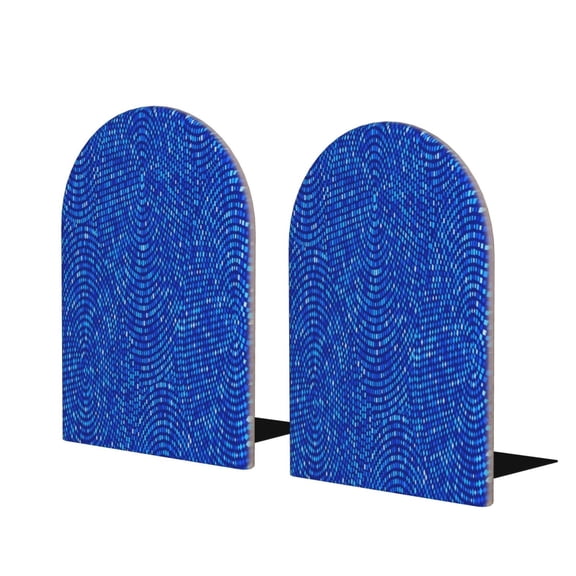 Naloa Blue Circles Mosaic 2 Pcs Bookend Large Capacity Office Book Ends for Home Office Library School Study Decoration