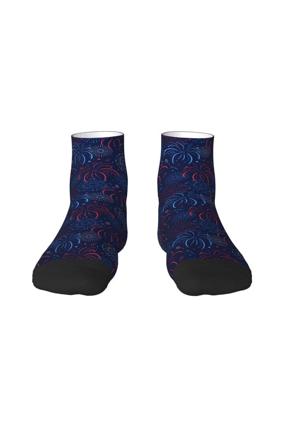 Blue Firework Ankle Socks for Women Non Slip Socks No Show Socks Classic Low Cut Casual Socks Casual Socks