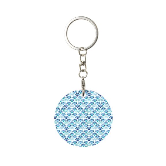 Naloa Blue Fish Scale Texture Print Round Keychain Keychain Key Ring, Key Tag, Key Chain Bulk for Gift Accessories (Round)